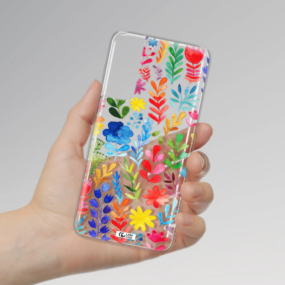 Colorful Watercolor Flowers Samsung A21 Fe Clear TPU Case