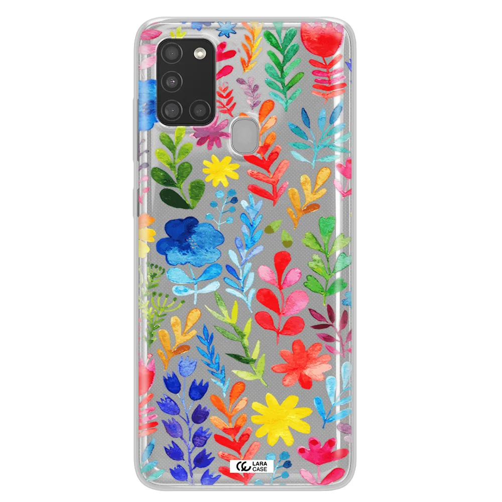 Colorful Watercolor Flowers Samsung A21S Clear TPU Case