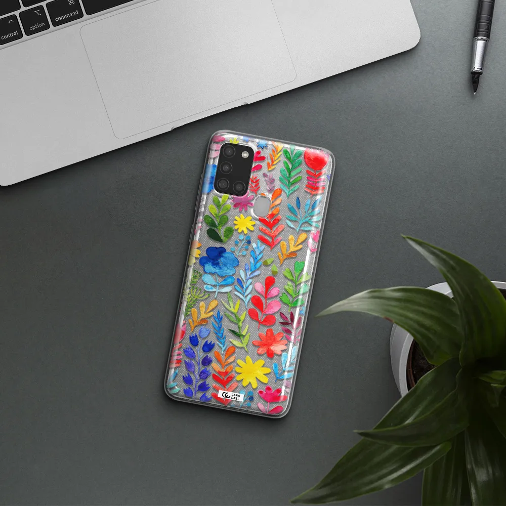 Colorful Watercolor Flowers Samsung A21S Clear TPU Case