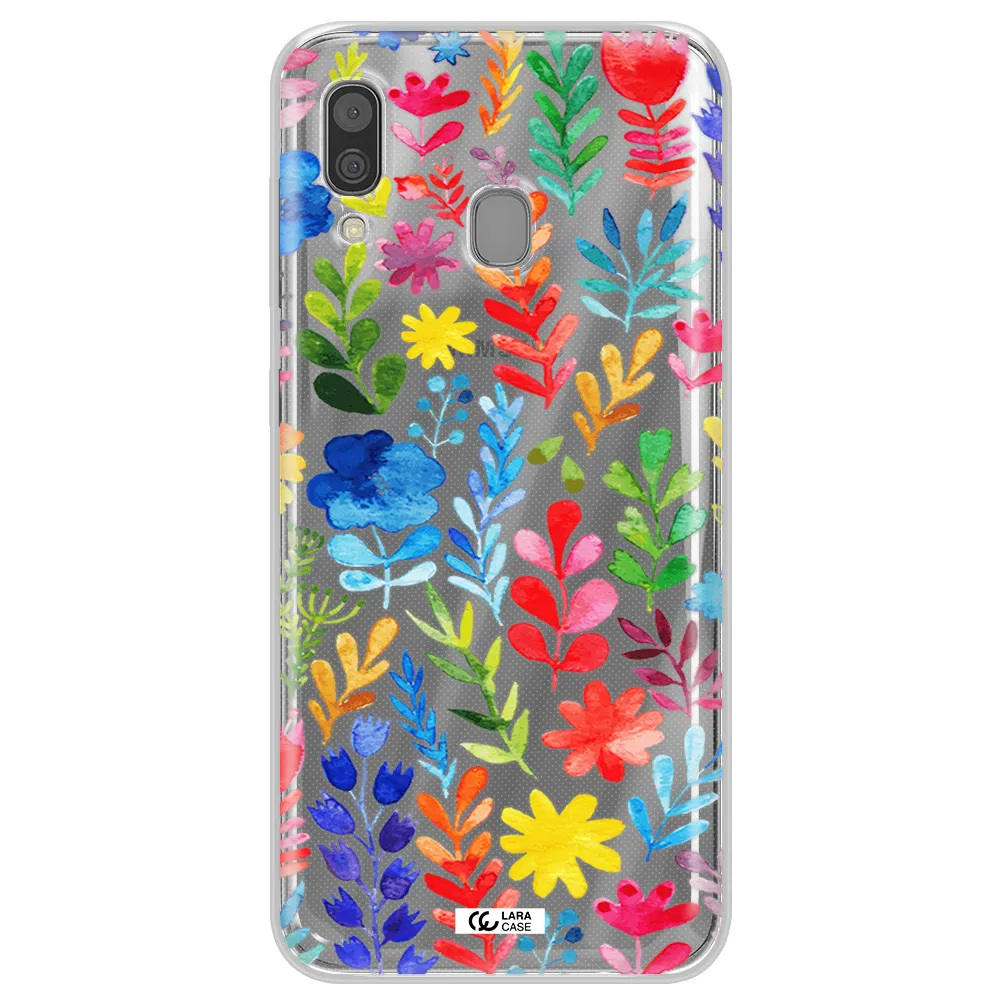 Colorful Watercolor Flowers Samsung A30 Clear TPU Case