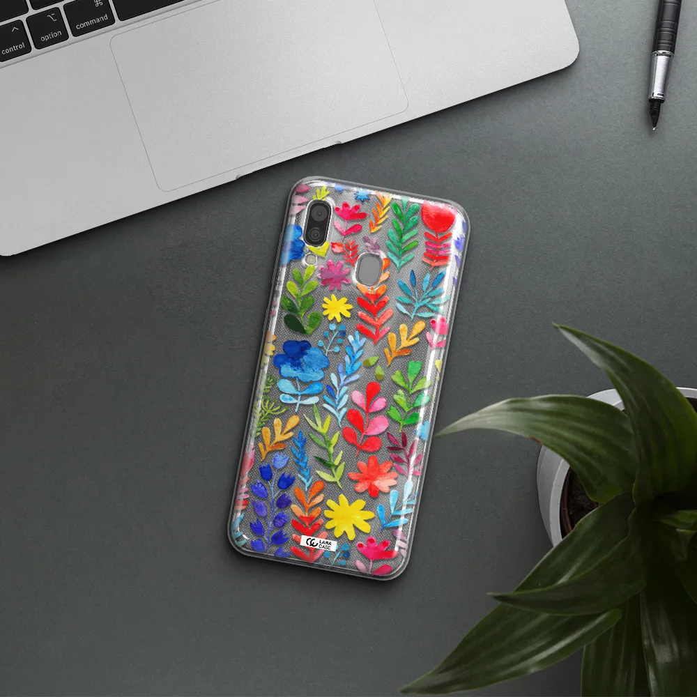 Colorful Watercolor Flowers Samsung A30 Clear TPU Case