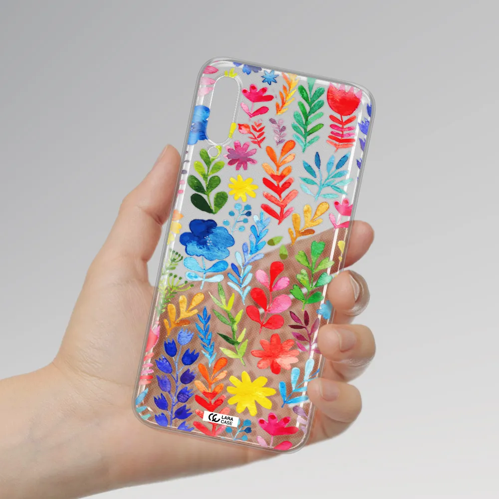 Colorful Watercolor Flowers Samsung A30S Clear TPU Case