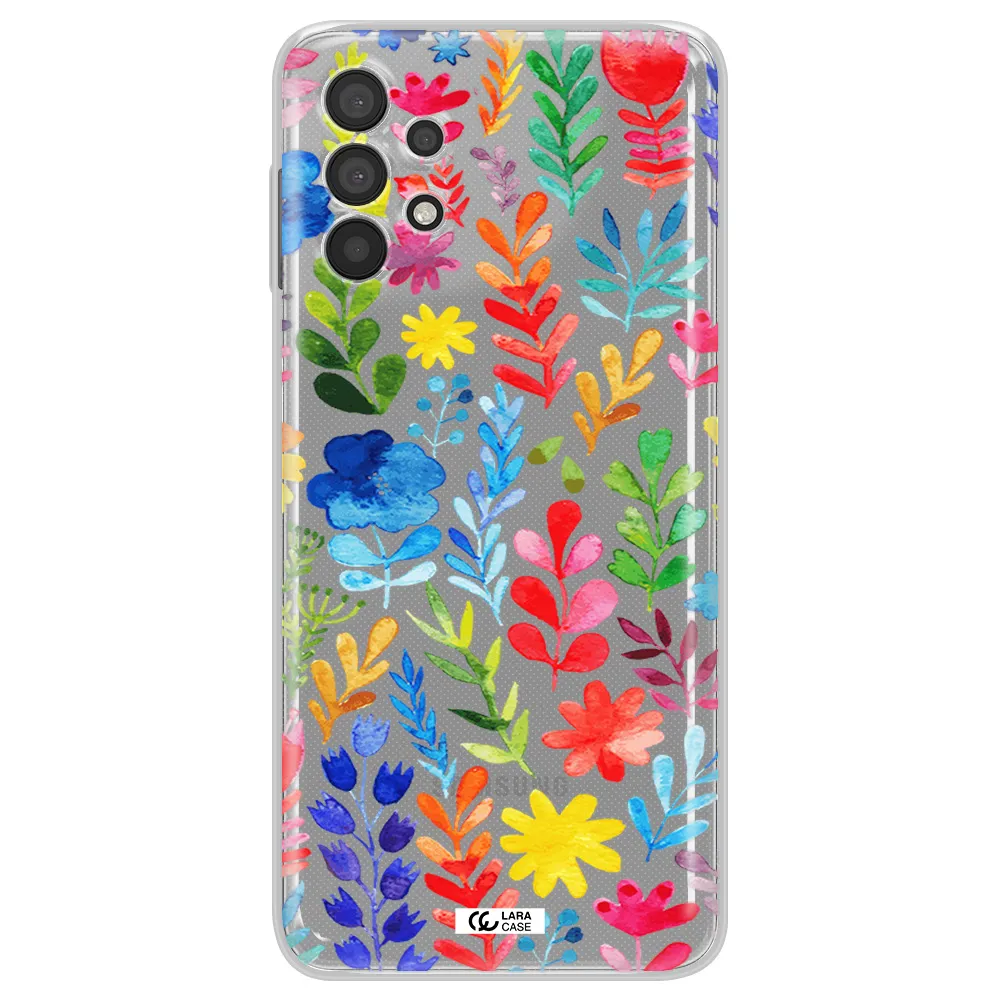 Colorful Watercolor Flowers Samsung A32 Clear TPU Case