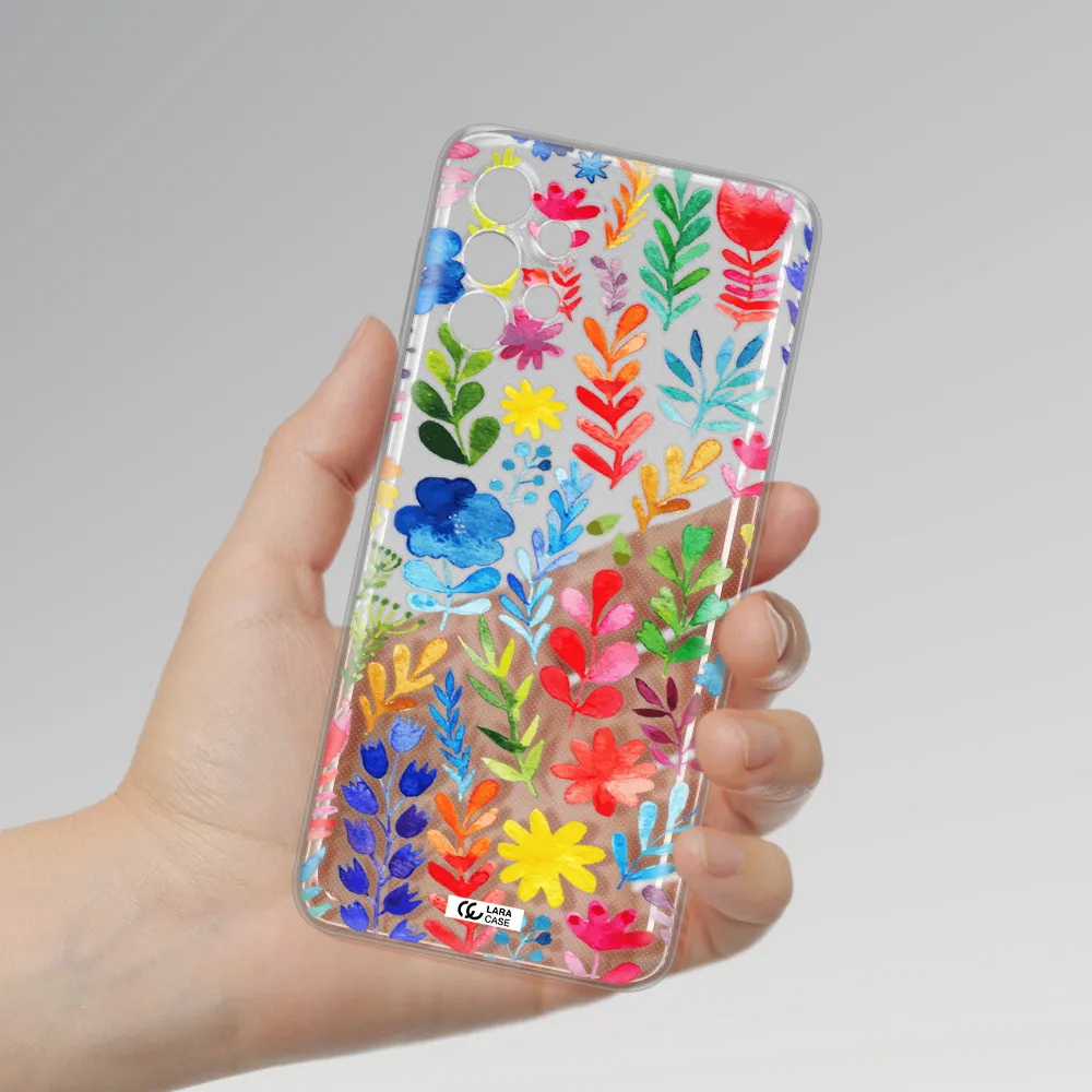Colorful Watercolor Flowers Samsung A32 Clear TPU Case