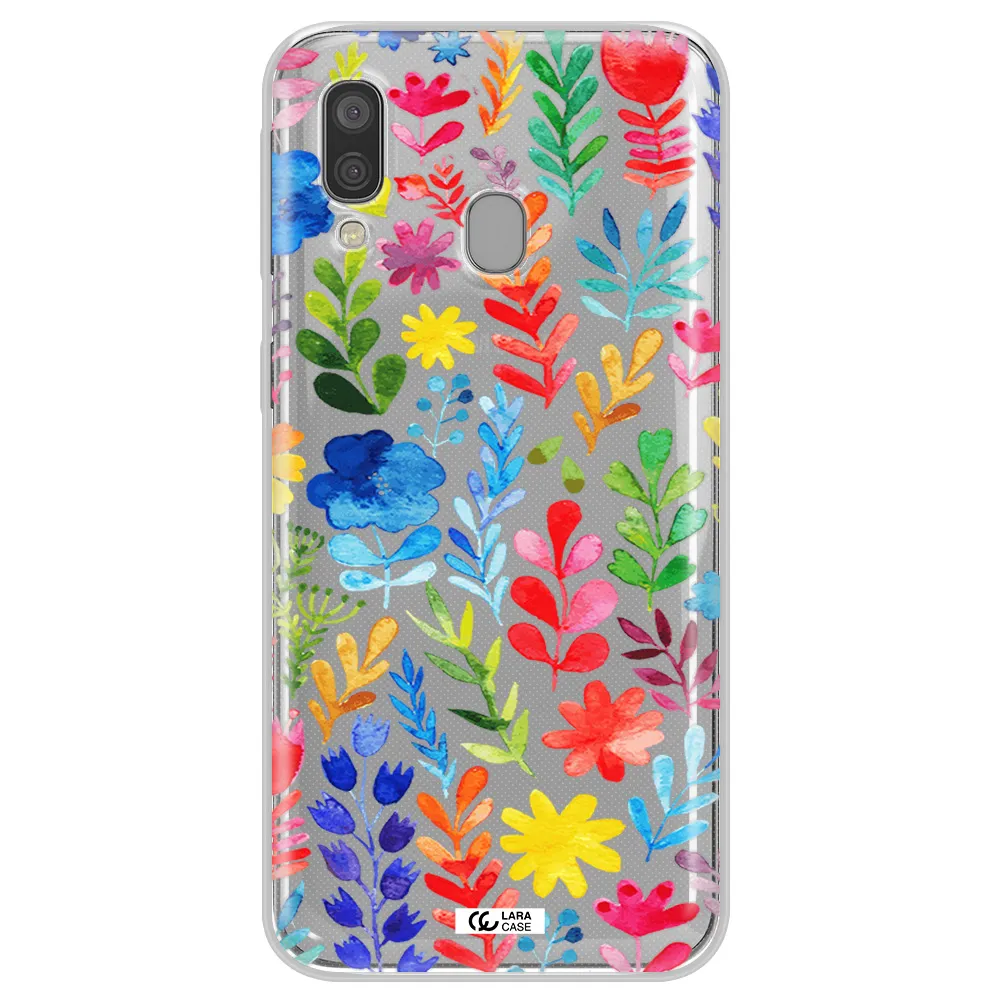 Colorful Watercolor Flowers Samsung A40 Clear TPU Case