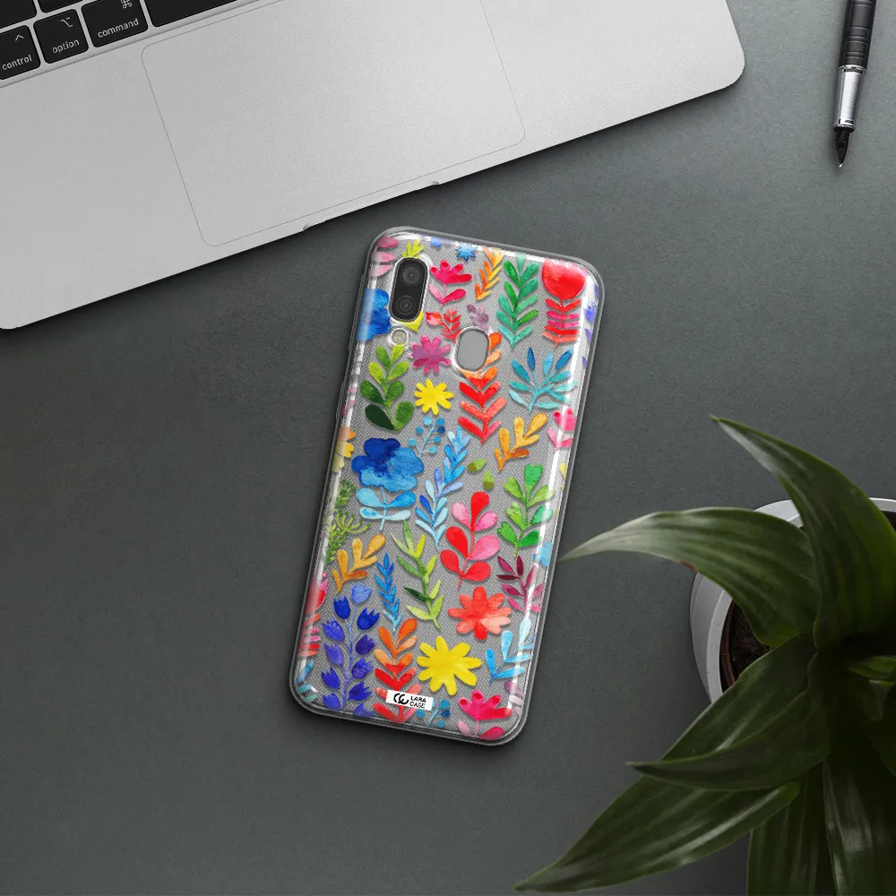Colorful Watercolor Flowers Samsung A40 Clear TPU Case