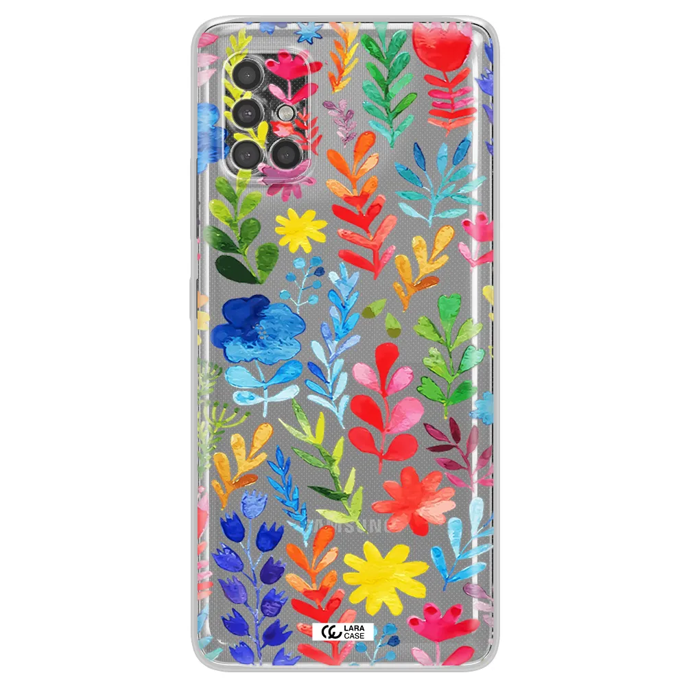 Colorful Watercolor Flowers Samsung A40S Clear Tpu Case