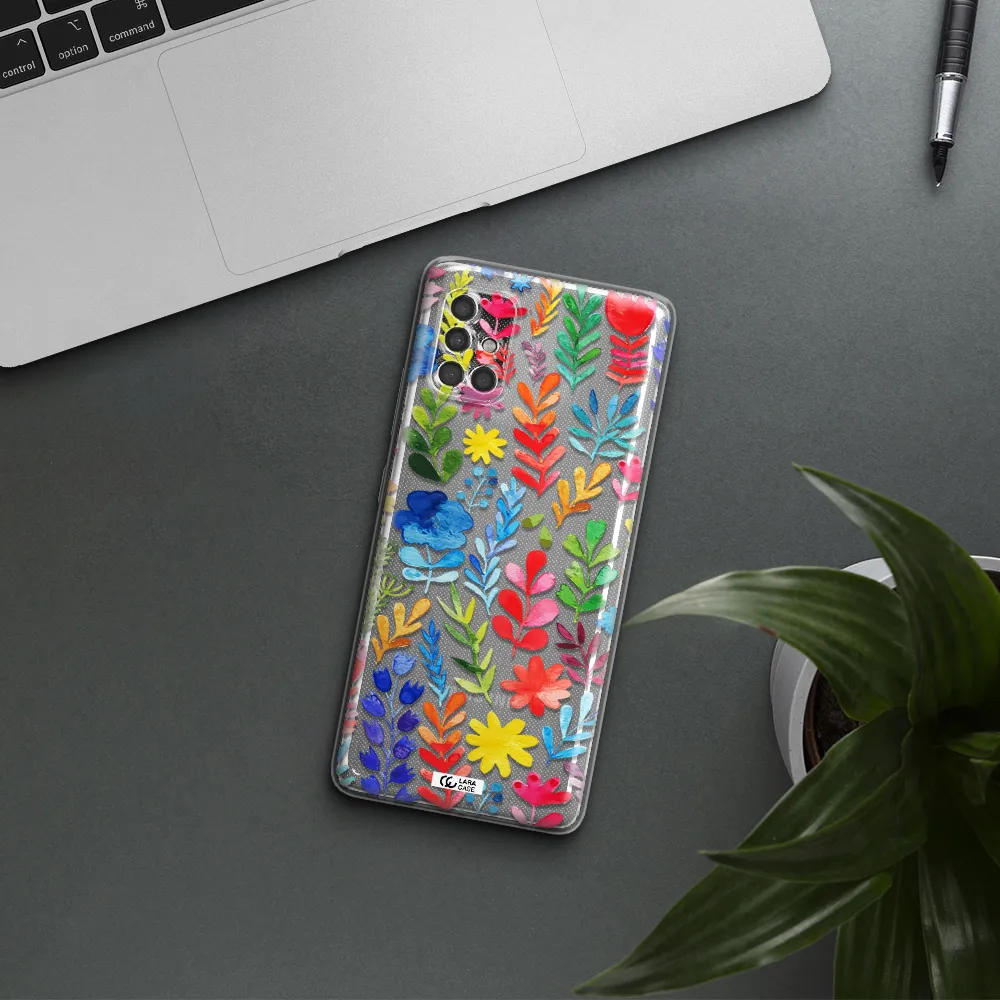 Colorful Watercolor Flowers Samsung A40S Clear Tpu Case