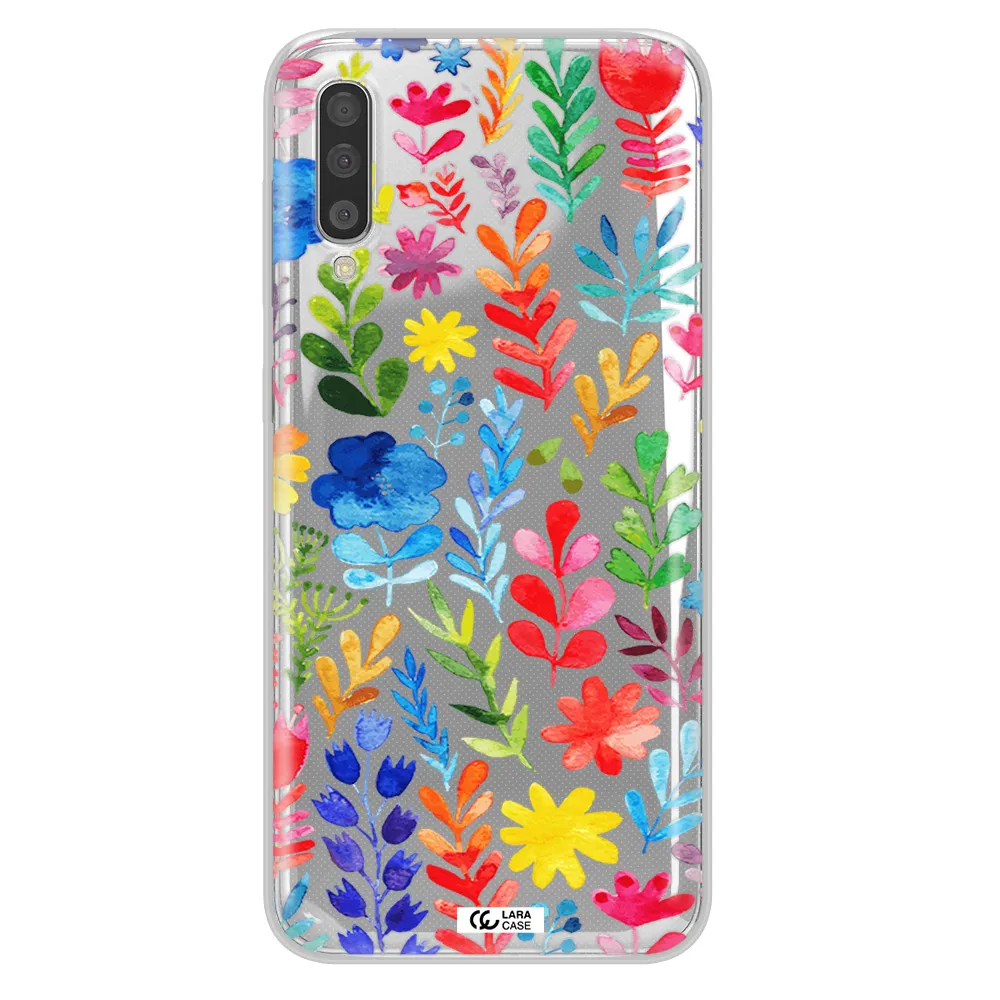 Colorful Watercolor Flowers Samsung A50 Clear TPU Case