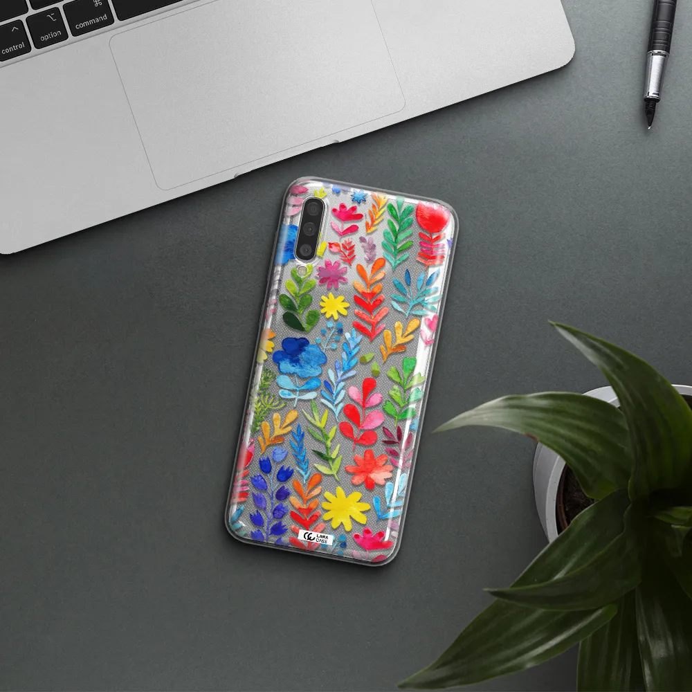 Colorful Watercolor Flowers Samsung A50 Clear TPU Case