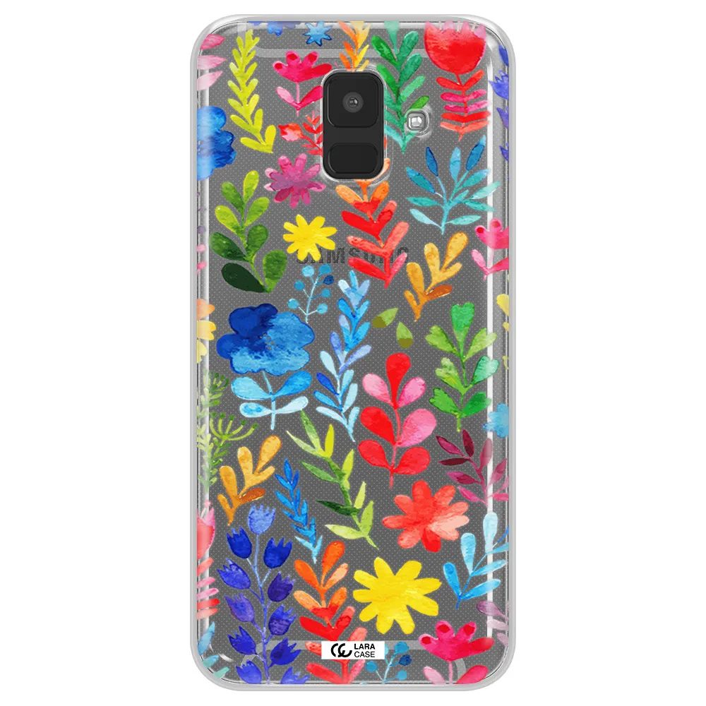 Colorful Watercolor Flowers Samsung A6 Clear TPU Case
