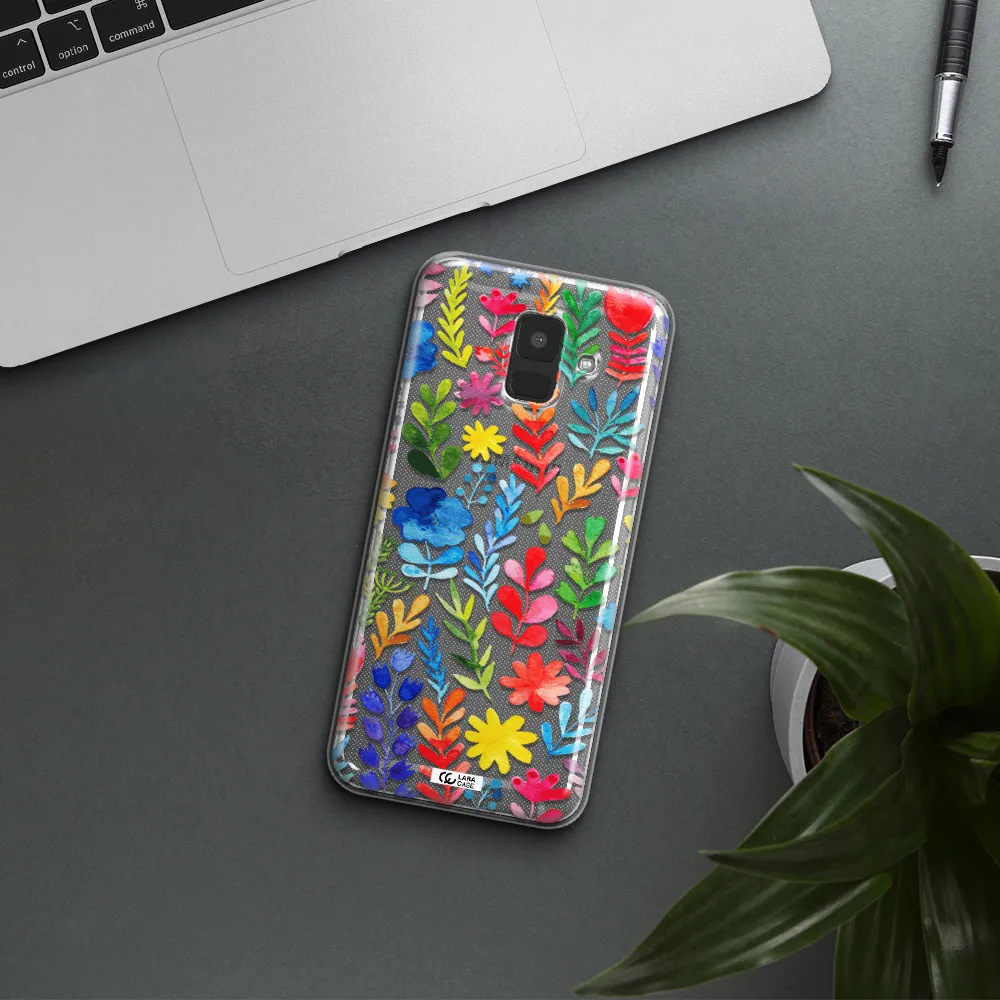 Colorful Watercolor Flowers Samsung A6 Clear TPU Case