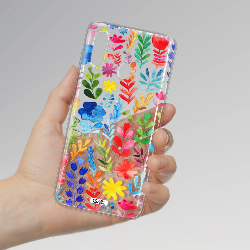 Colorful Watercolor Flowers Samsung A60 Clear TPU Case
