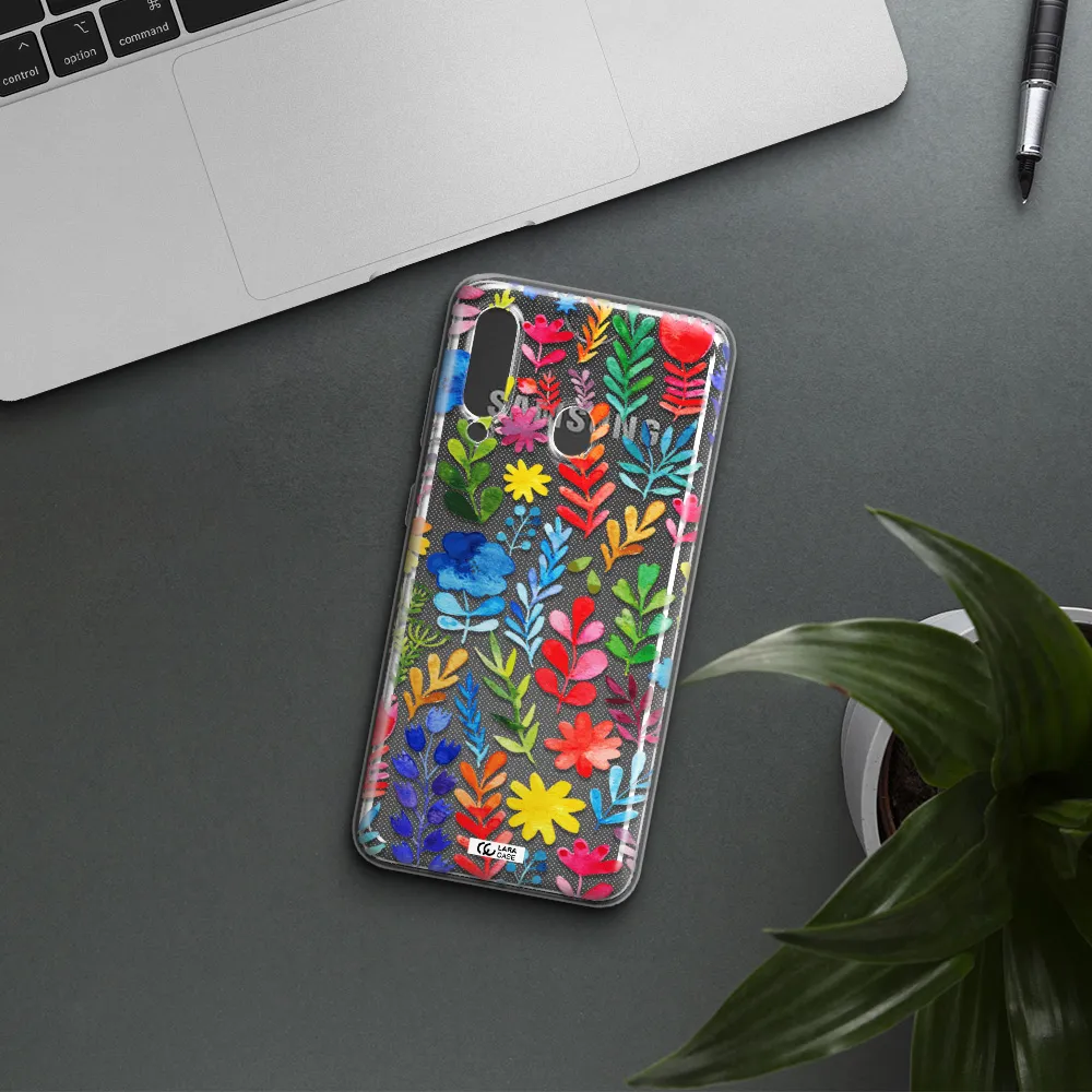 Colorful Watercolor Flowers Samsung A60 Clear TPU Case