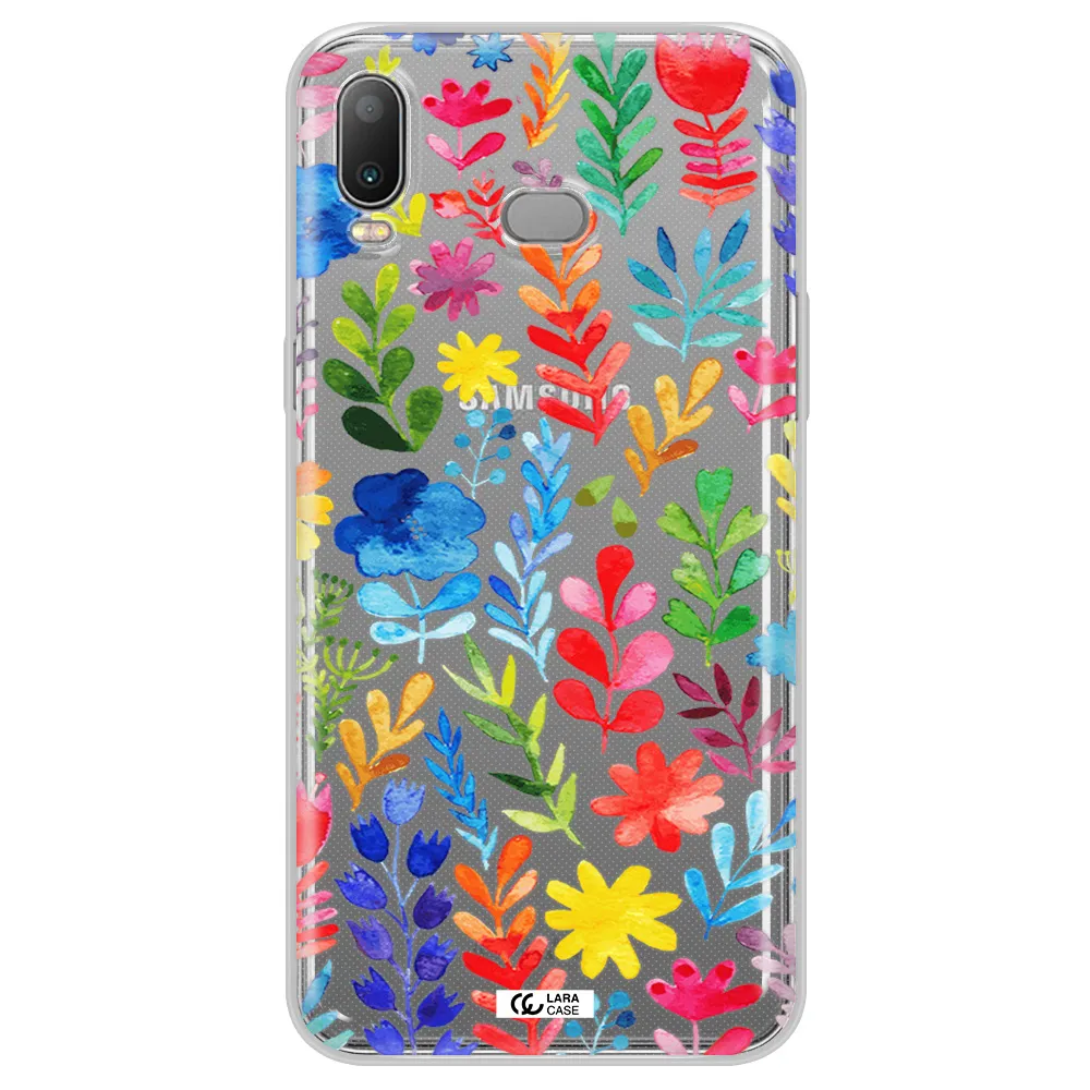 Colorful Watercolor Flowers Samsung A6S Clear TPU Case