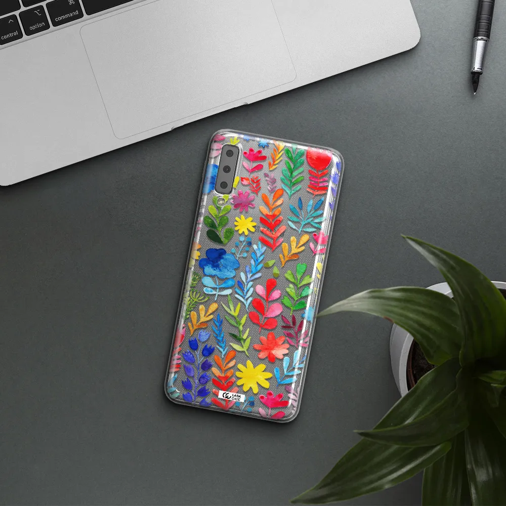 Colorful Watercolor Flowers Samsung A7 2018 Clear TPU Case