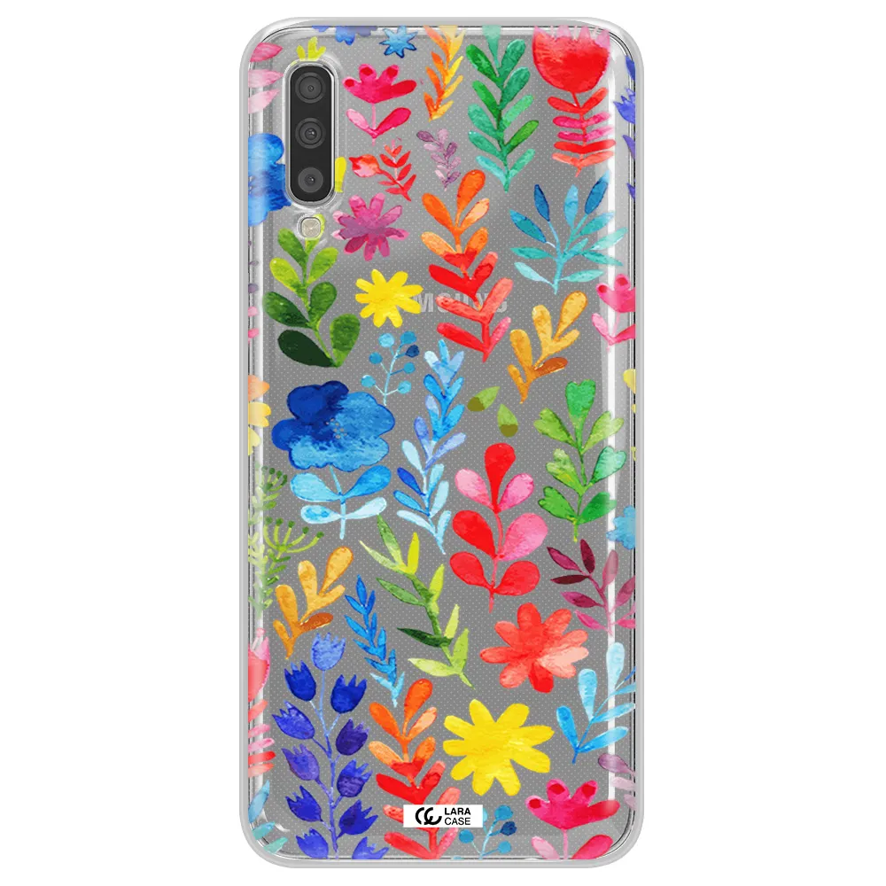 Colorful Watercolor Flowers Samsung A70 Clear TPU Case