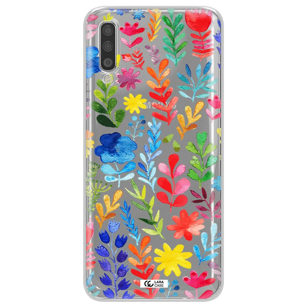 Colorful Watercolor Flowers Samsung A70S Clear Tpu Case