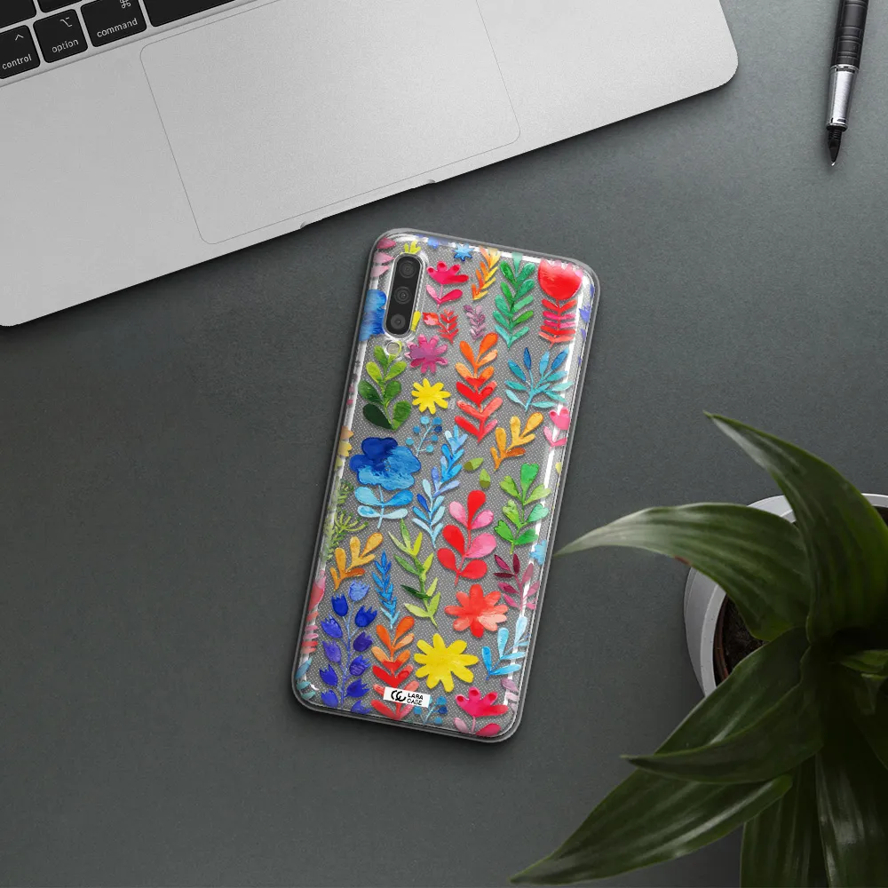 Colorful Watercolor Flowers Samsung A70S Clear Tpu Case