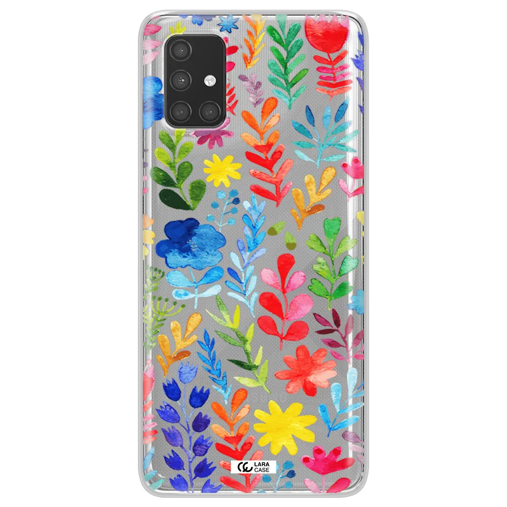 Colorful Watercolor Flowers Samsung A71 Clear TPU Case