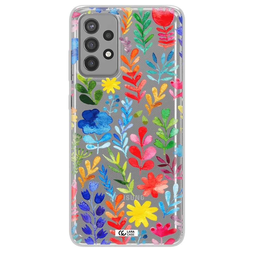 Colorful Watercolor Flowers Samsung A72 Clear TPU Case