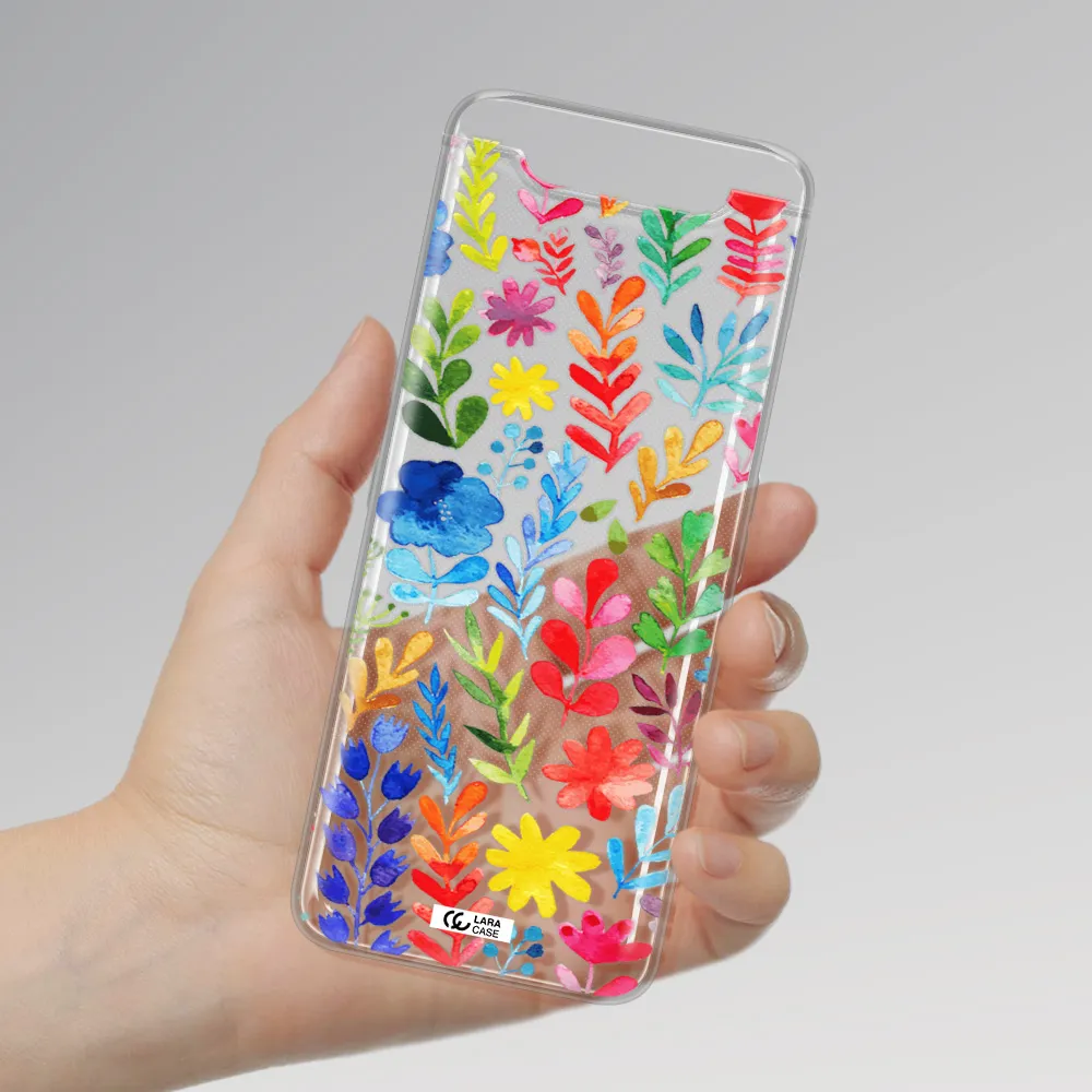 Colorful Watercolor Flowers Samsung A80 Clear TPU Case