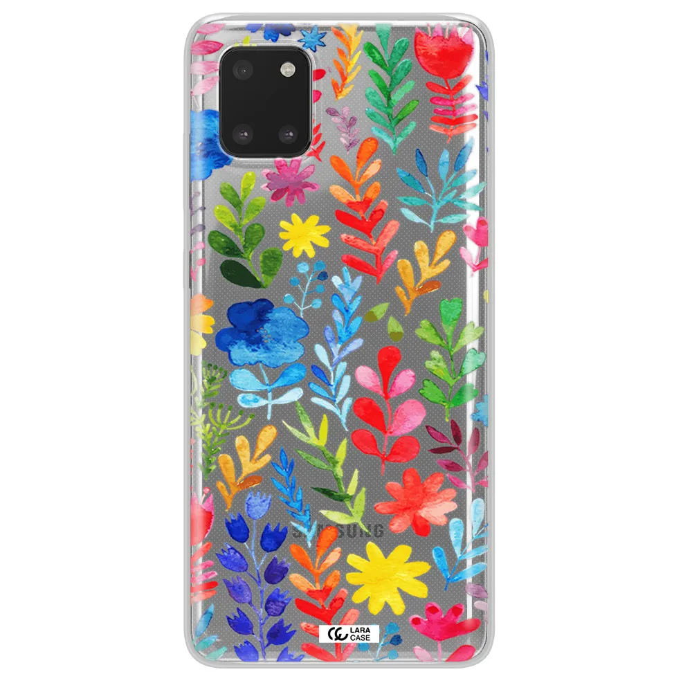 Colorful Watercolor Flowers Samsung A81 Clear TPU Case
