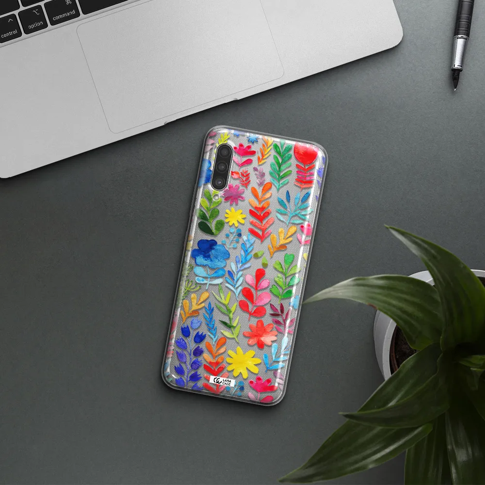 Colorful Watercolor Flowers Samsung A90 Clear TPU Case