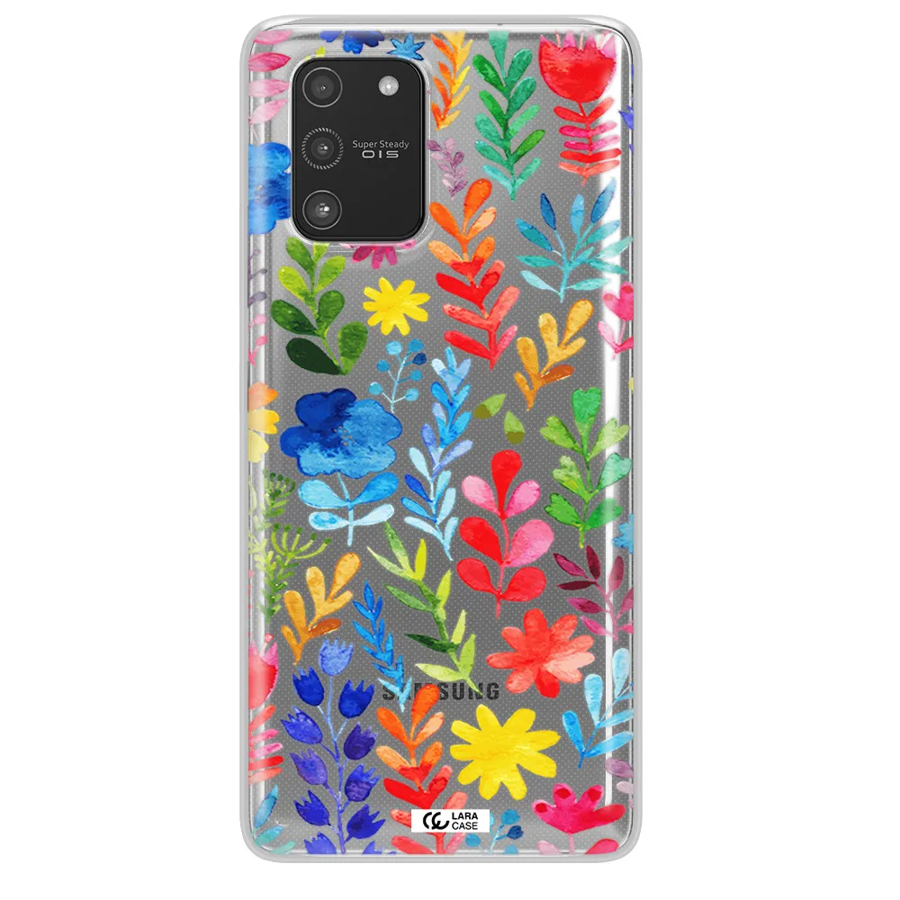 Colorful Watercolor Flowers Samsung A91 Clear TPU Case