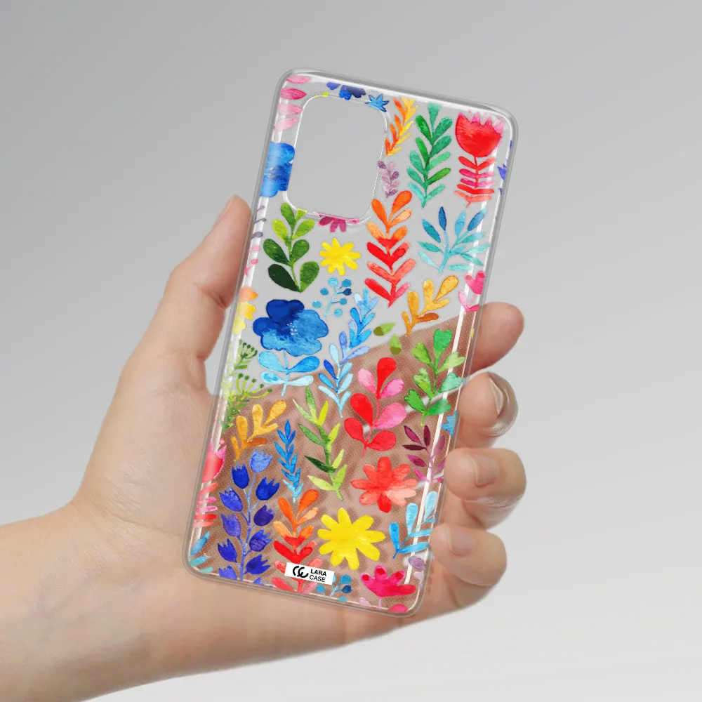 Colorful Watercolor Flowers Samsung A91 Clear TPU Case