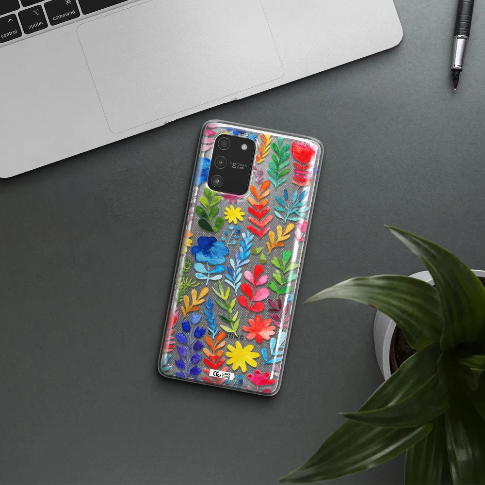 Colorful Watercolor Flowers Samsung A91 Clear TPU Case
