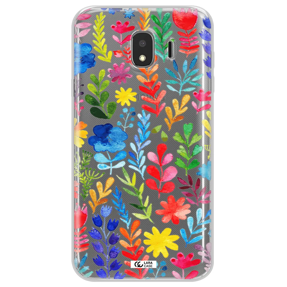 Colorful Watercolor Flowers Samsung J4 Clear TPU Case
