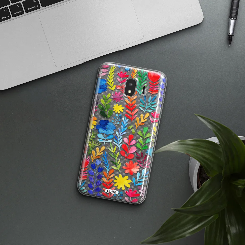 Colorful Watercolor Flowers Samsung J4 Clear TPU Case