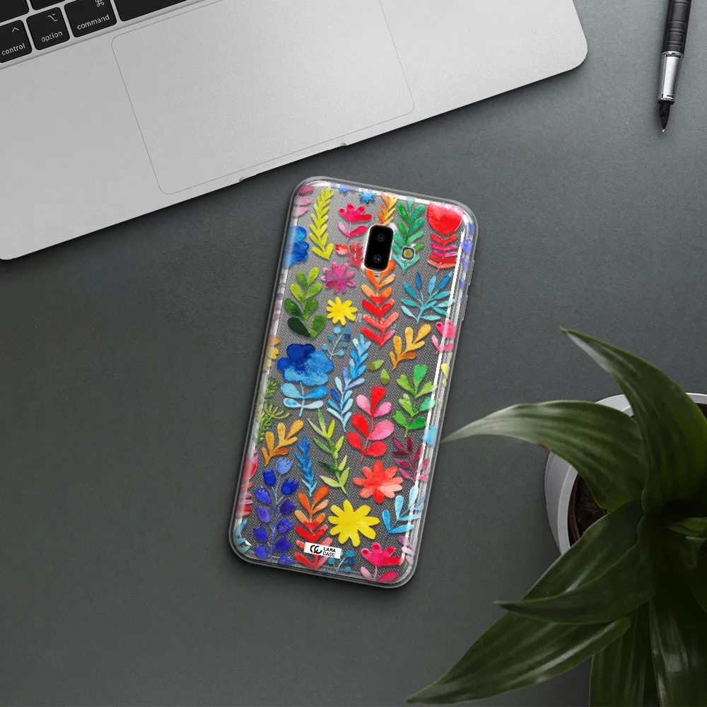 Colorful Watercolor Flowers Samsung J6 Plus Clear TPU Case