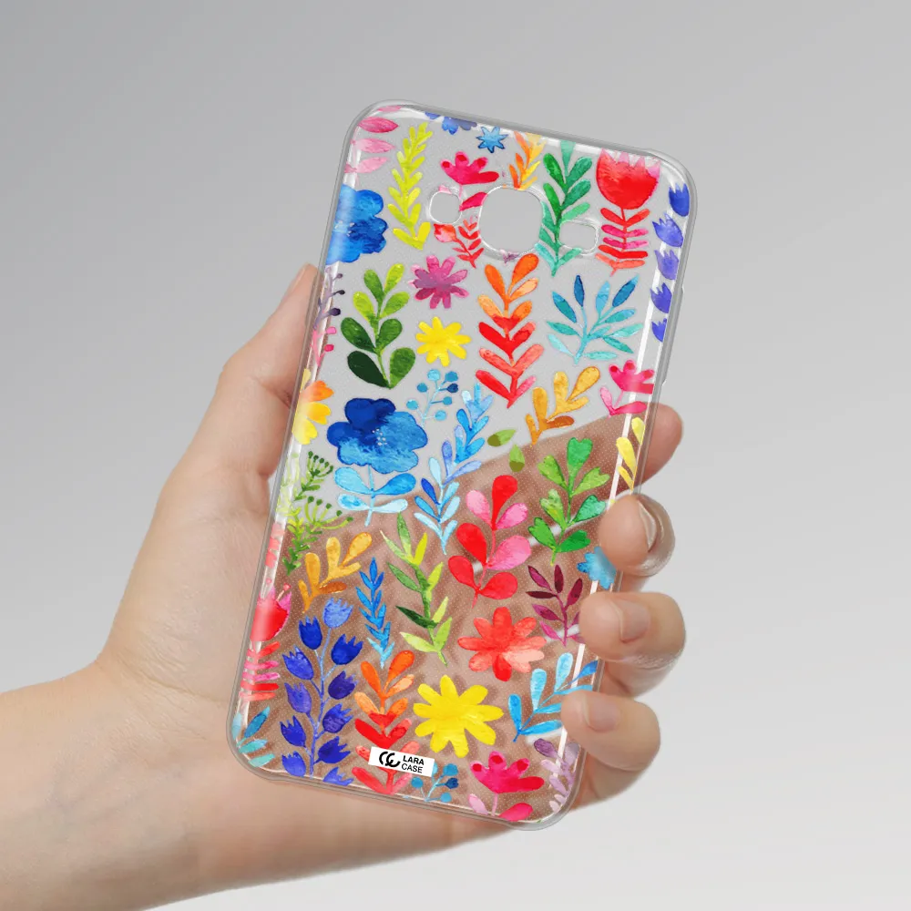 Colorful Watercolor Flowers Samsung J7 2015 Clear TPU Case