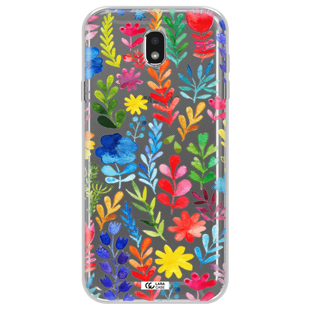 Colorful Watercolor Flowers Samsung J7 Pro Clear TPU Case