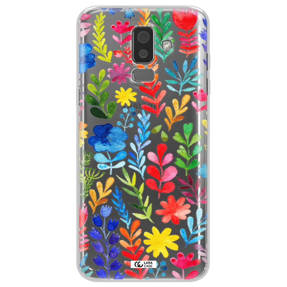 Colorful Watercolor Flowers Samsung J8 Clear TPU Case