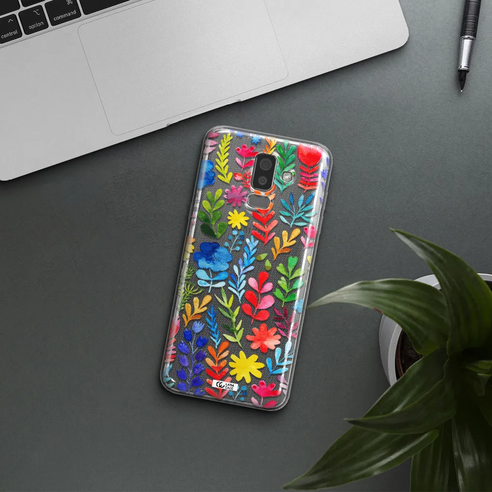 Colorful Watercolor Flowers Samsung J8 Clear TPU Case