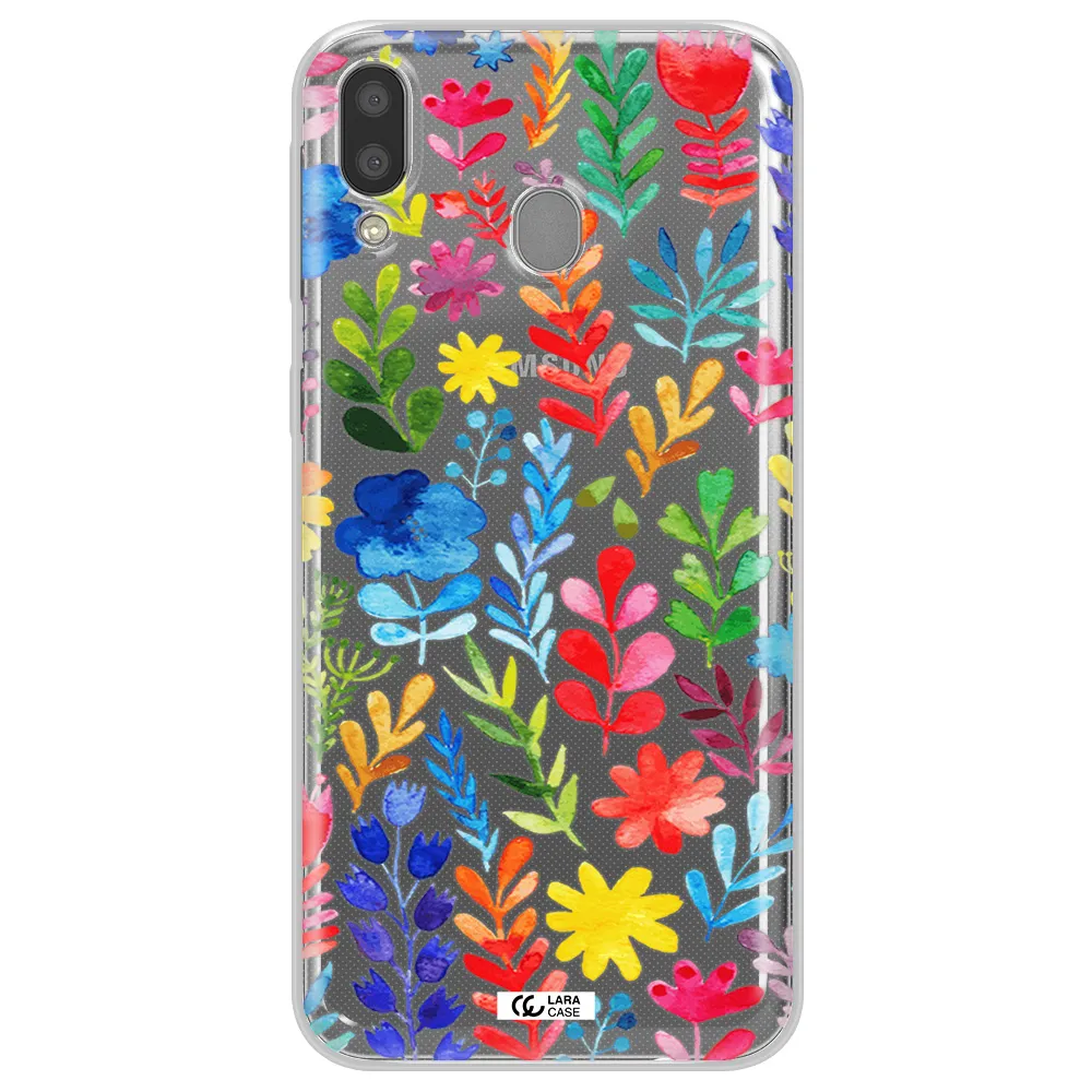 Colorful Watercolor Flowers Samsung M20 Clear TPU Case