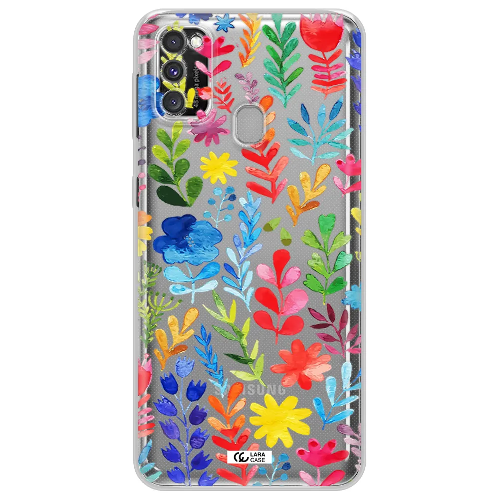 Colorful Watercolor Flowers Samsung M30S Clear TPU Case