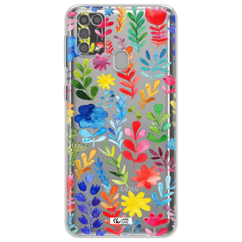Colorful Watercolor Flowers Samsung M31 Clear TPU Case