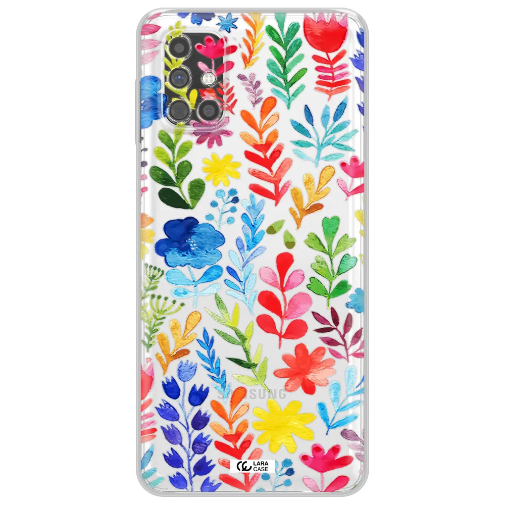 Colorful Watercolor Flowers Samsung M31S Clear TPU Case