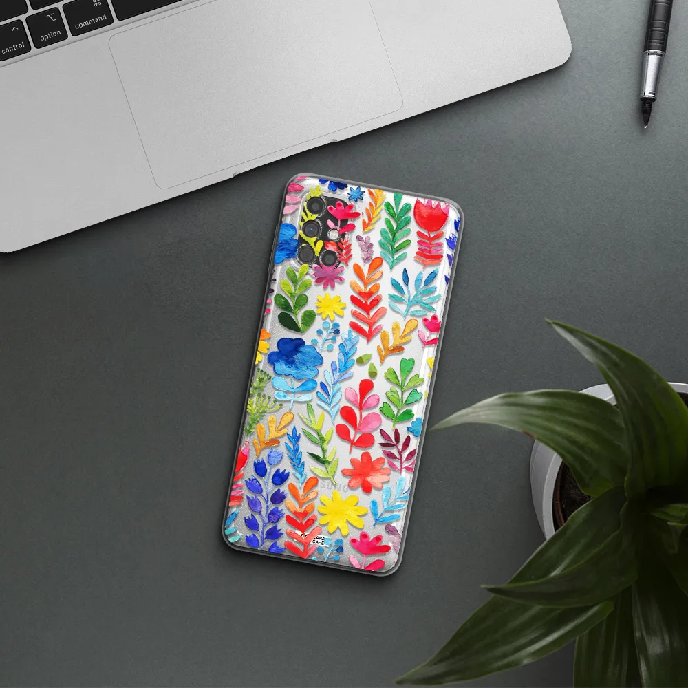 Colorful Watercolor Flowers Samsung M51 Clear TPU Case