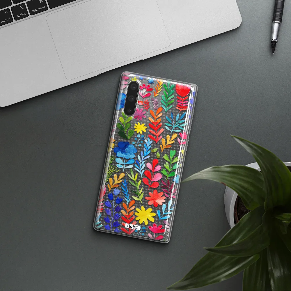 Colorful Watercolor Flowers Samsung Note 10 Clear TPU Case