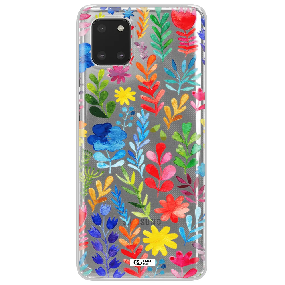 Colorful Watercolor Flowers Samsung Note 10 Lite Clear TPU Case