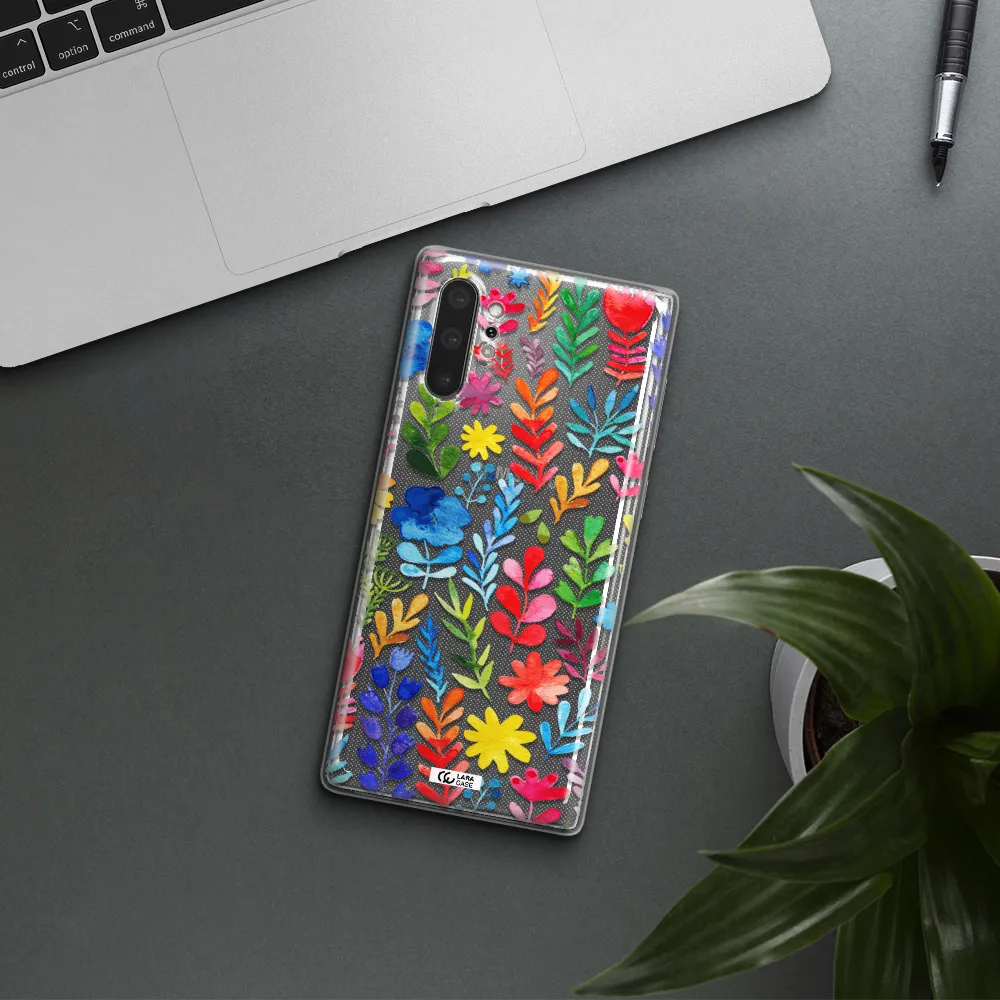 Colorful Watercolor Flowers Samsung Note 10 Plus Clear TPU Case