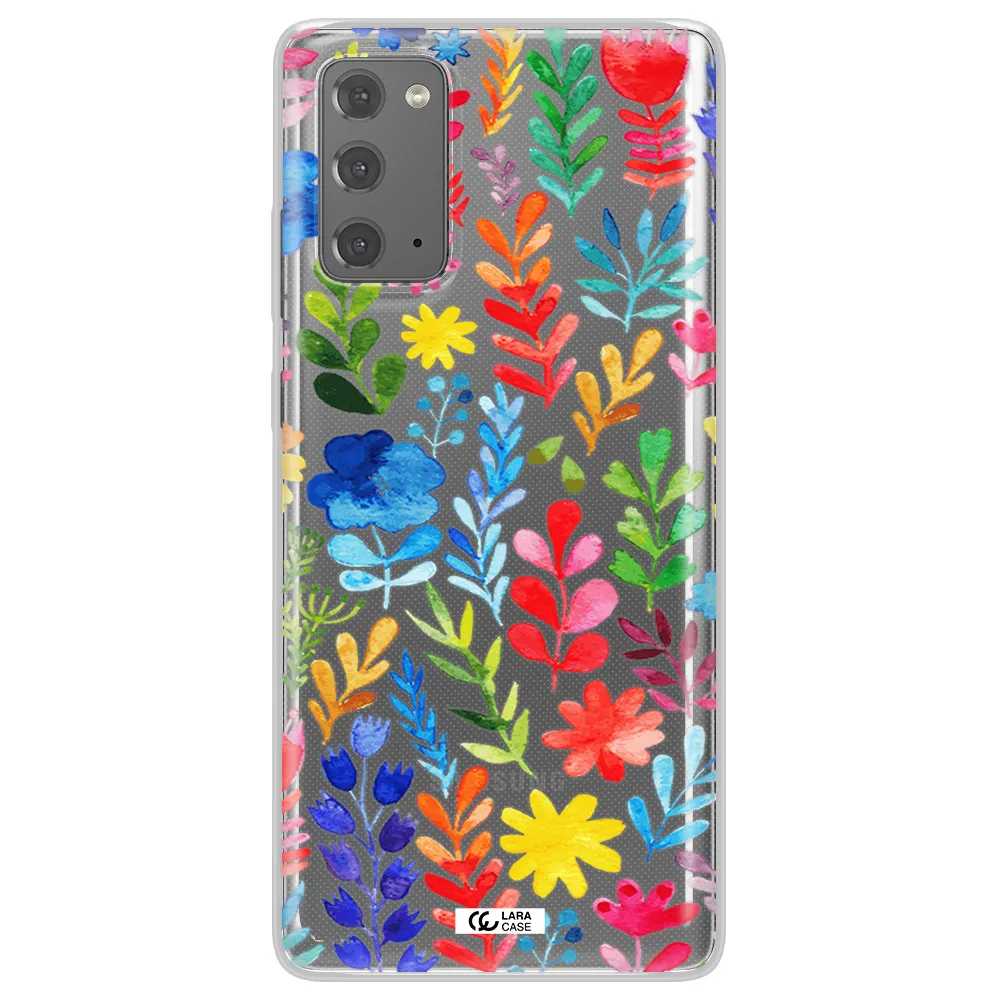Colorful Watercolor Flowers Samsung Note 20 Clear TPU Case