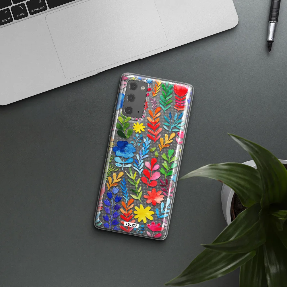 Colorful Watercolor Flowers Samsung Note 20 Clear TPU Case
