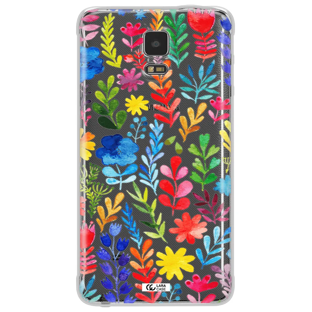 Colorful Watercolor Flowers Samsung Note 4 Clear TPU Case