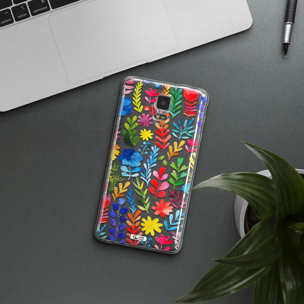 Colorful Watercolor Flowers Samsung Note 4 Clear TPU Case